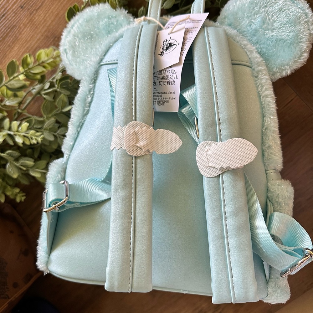 Disney park Loungefly Mint Plush Backpack with Bow Tinsel - Picture 3 of 5